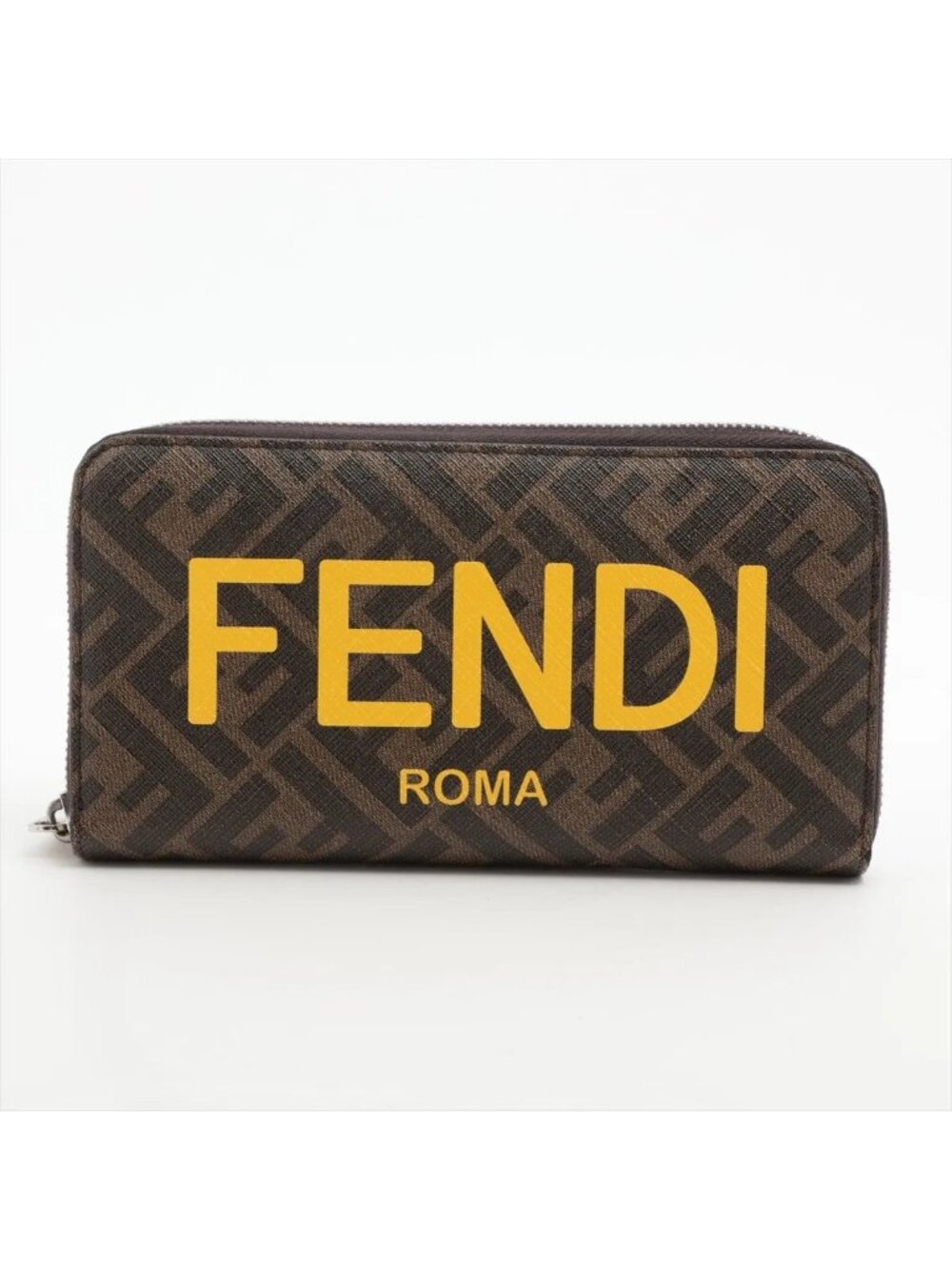 Fendi Zucca Zip Around Wallet Leather Brown